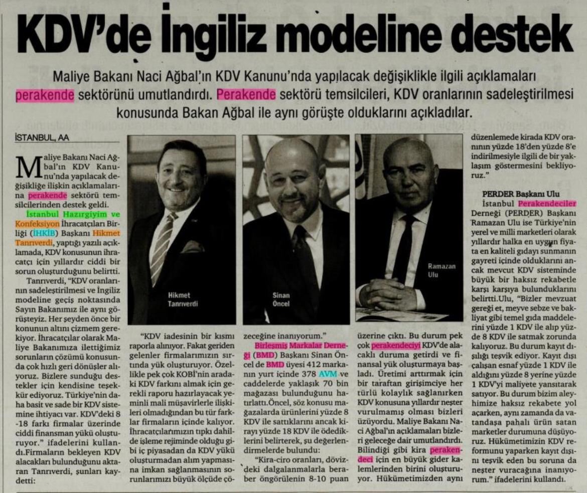 KDV İngiliz Modeline Destek