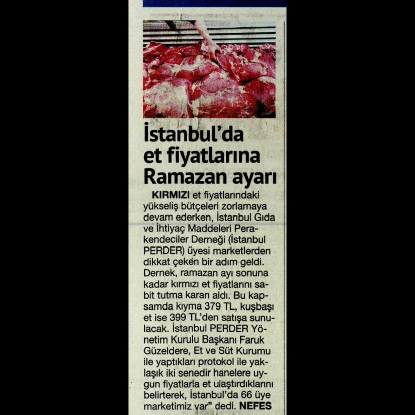 Ramazan’da Et Fiyatlarına Sabitleme: İstanbul PERDER'den Uygun Fiyatlı Et Desteği