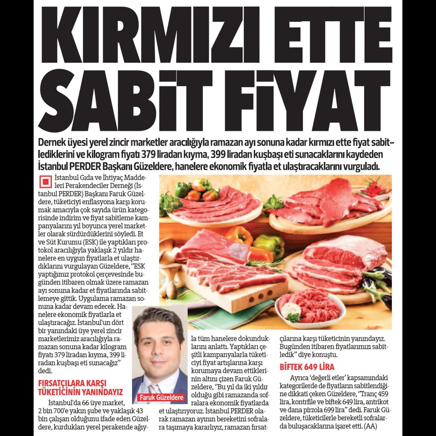 Ramazan’da Et Fiyatlarına Sabitleme: İstanbul PERDER'den Uygun Fiyatlı Et Desteği