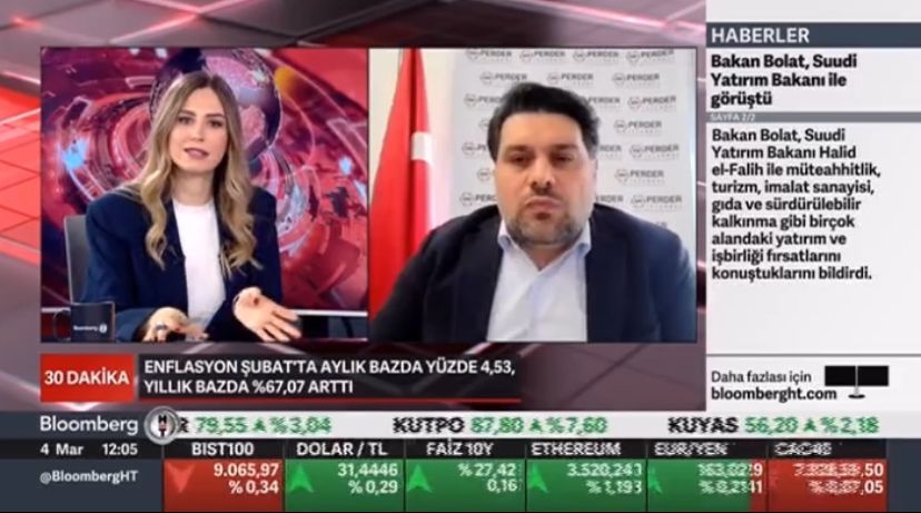 Başkanımız Faruk GÜZELDERE, Şubat ayı enflasyon değerlendirmesi için Bloomberght ’ye konuk oldu. 