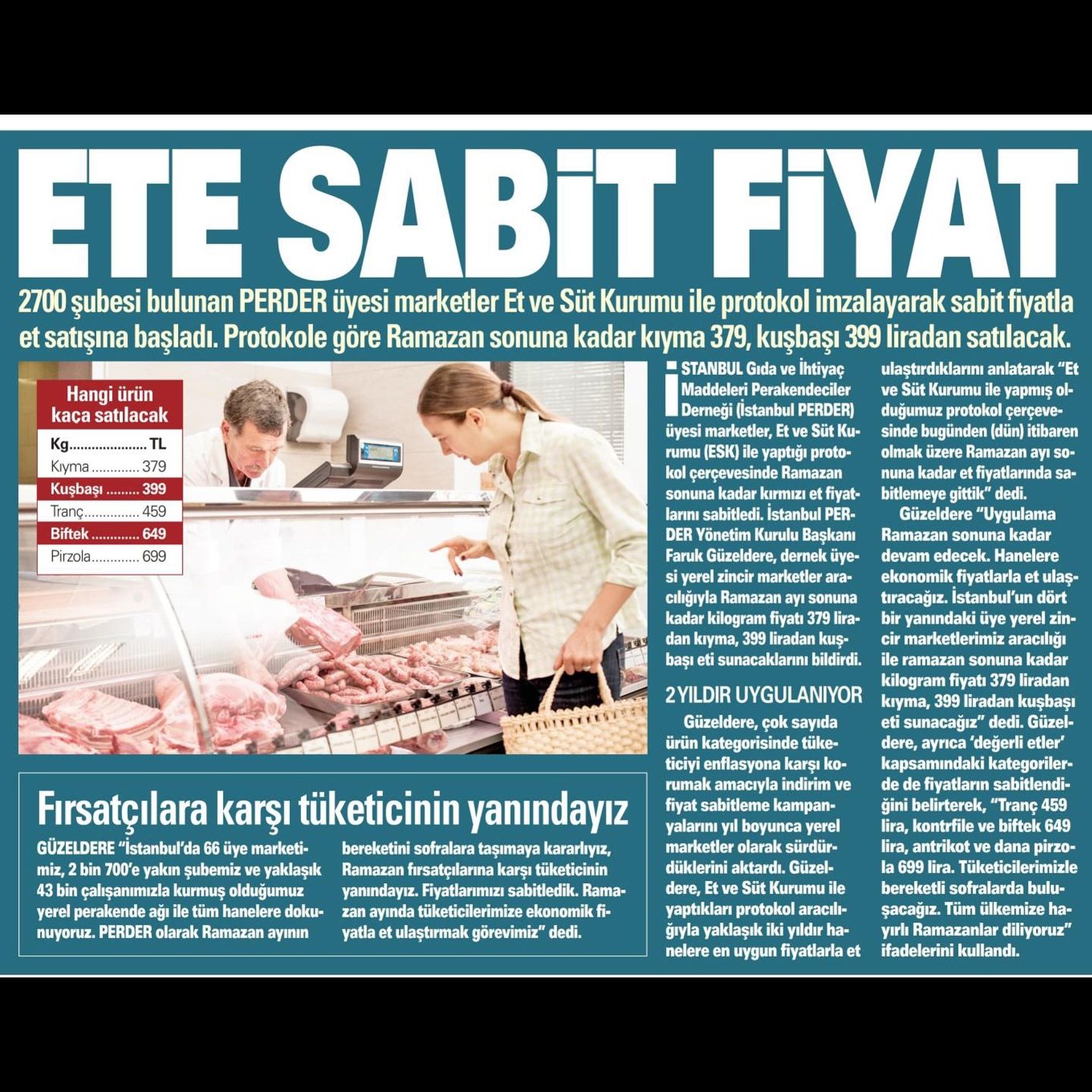 Ramazan’da Et Fiyatlarına Sabitleme: İstanbul PERDER'den Uygun Fiyatlı Et Desteği