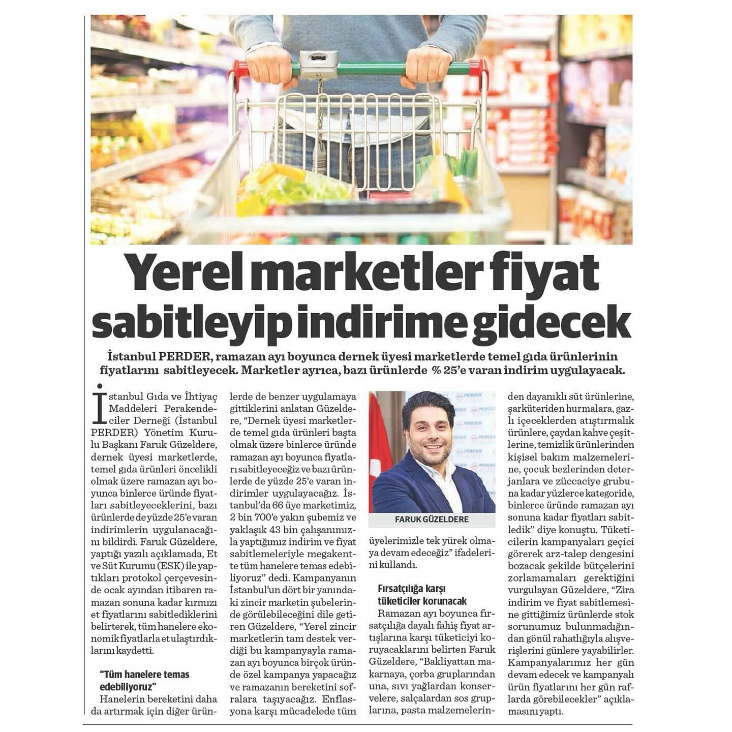 İstanbul PERDER üyesi yerel marketler yüzlerce ürün kategorisindeki binlerce üründe fiyatları sabitledi. Bazı ürünlerde ise %25 ‘e varan indirimler uygulandı.
