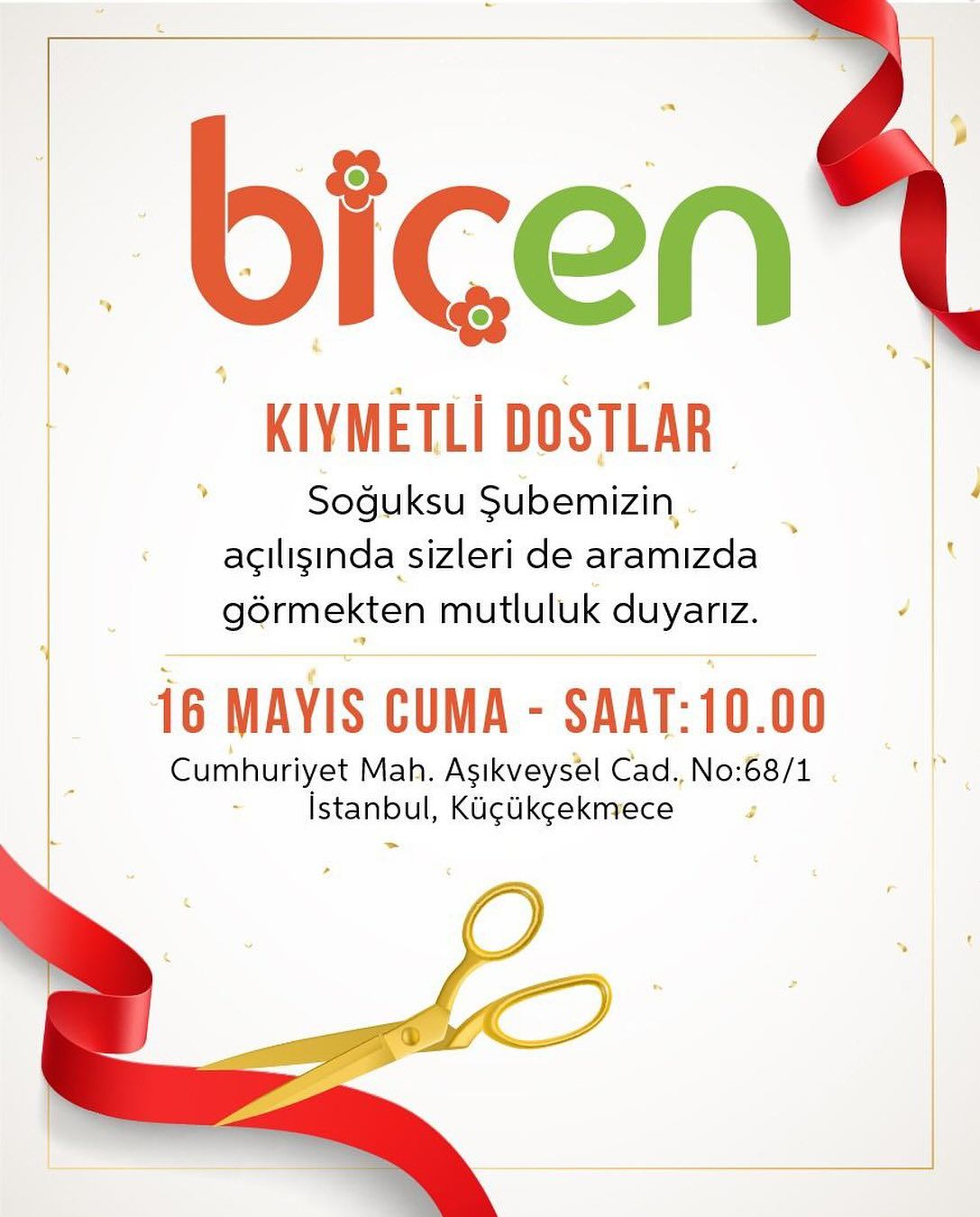 Biçen Market’ten Yeni Şube Müjdesi: Küçükçekmece Soğuksu’da Hizmete Açılıyor!