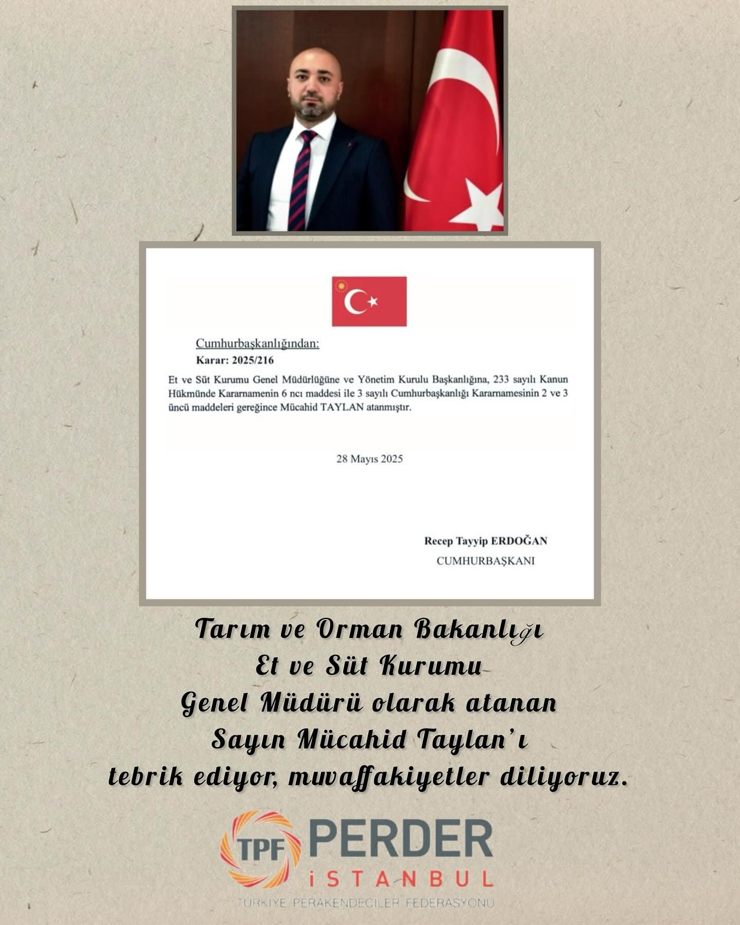 Mücahid Taylan, Et ve Süt Kurumu Genel Müdürü Olarak Atandı